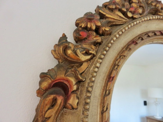 Grand Miroir Mural, Rond, Baroque, 1970, Motifs Floraux – Polyester (photo 8 of 17)