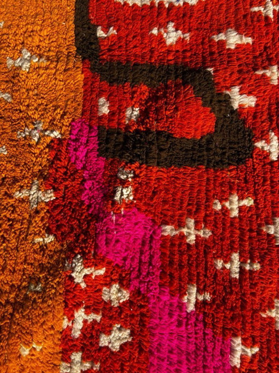 Image 1 of Tappeto Boujad marocchino arancione, 250x150 cm, in lana – Tappeto per interni moderni – Realizzato a mano da donne berbere