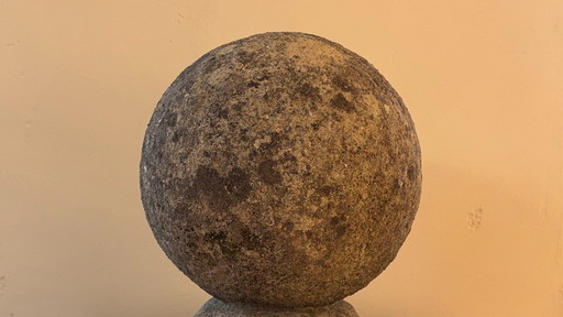 Puntale/palla/capolino per pilastro di cancello in pietra ricostituita, inizio XX secolo