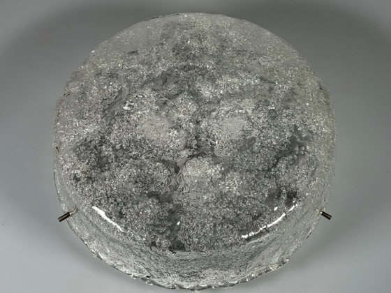 Image 1 of 1960s/70s Lamp, Light, Ceiling Light, Flush Mount Ice Glass, Hillebrand 60s