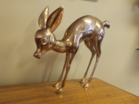 Image 1 of Vintage Brass Bambi Deer Statue France