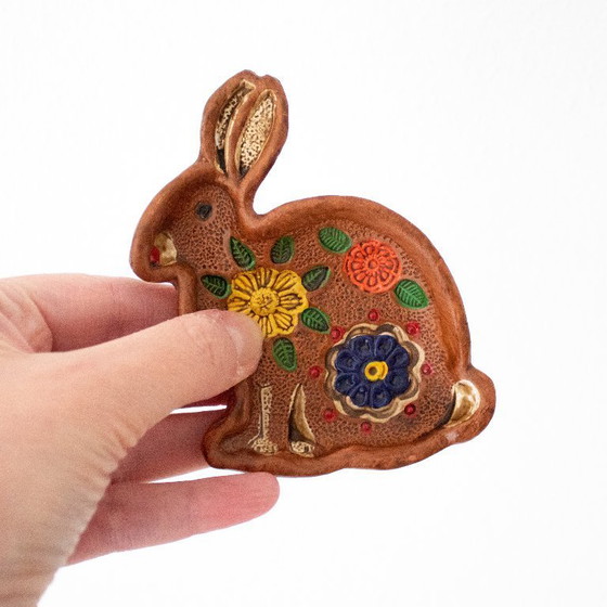 Image 1 of Bunte Keramikschale in Hasenform, signiert Ceramica Marquez