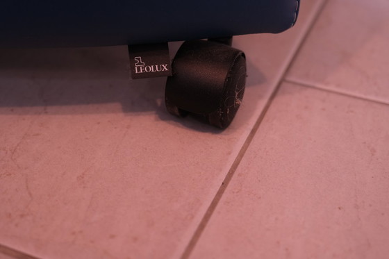 Image 1 of 2x Leolux fauteuil Doppler - leder Scandinavia Aqua Blue