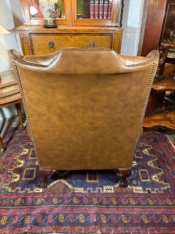 Image 1 of Vintage Leather Chesterfield Armchair – English Country House Style  Claw Feet • Deep Comfort • Timeless Classic  A beautiful vi