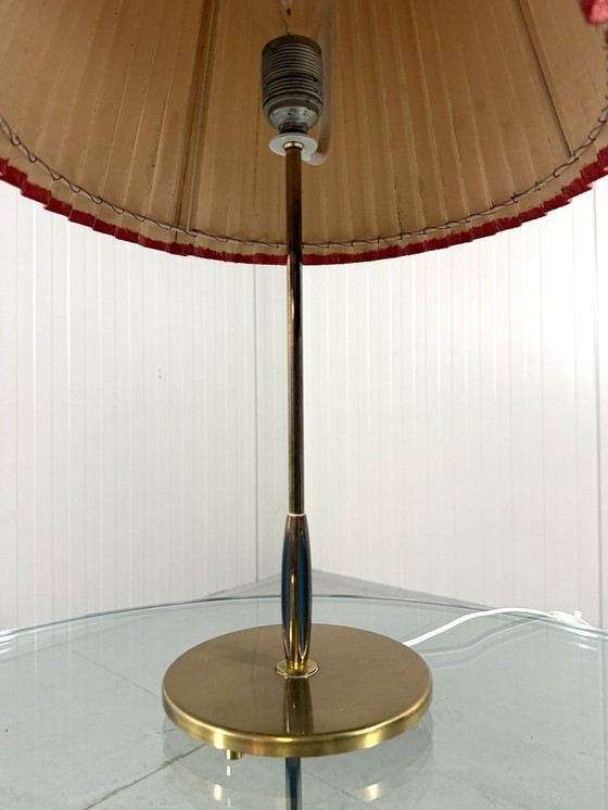 Image 1 of Brass Table Lamp With Pleated Shade 1950's
