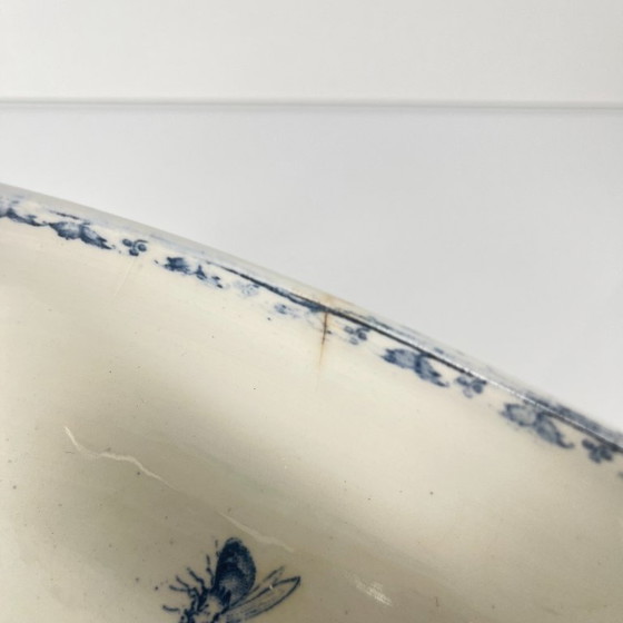 Image 1 of Ironstone gravy boat "Carmen", Sarreguemines, blue, 1875-1900