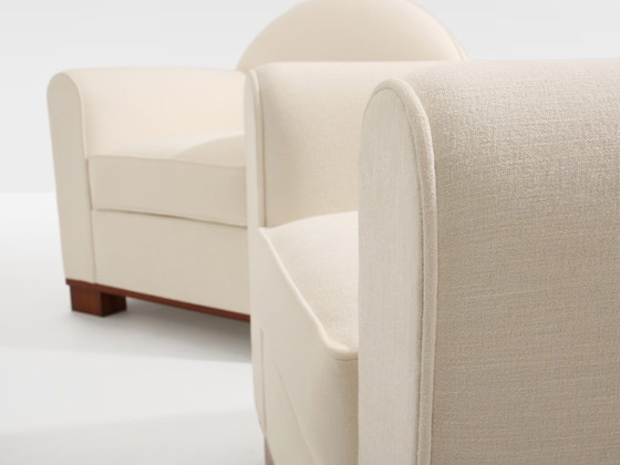 Image 1 of Paire de fauteuils club modernistes en palissandre, Jacques Adnet, 1931