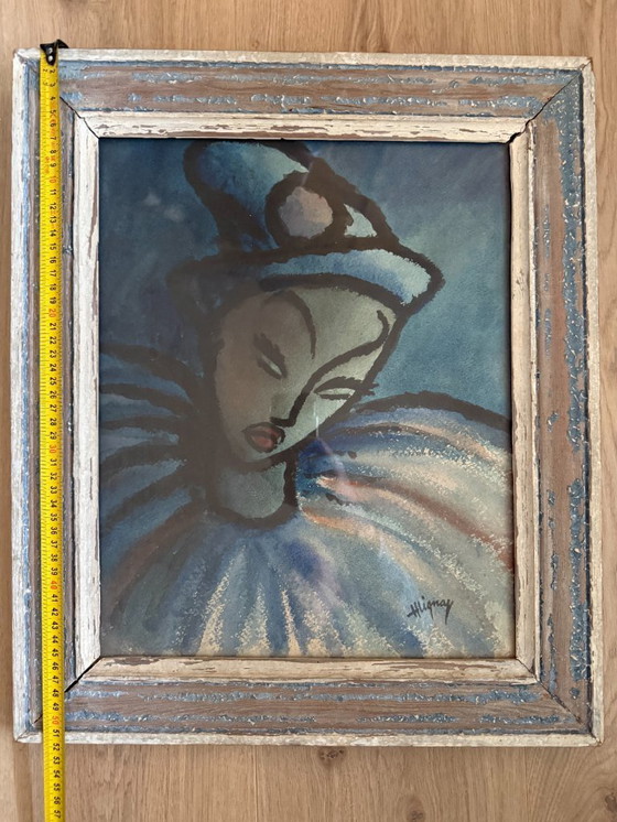 Image 1 of H. Lignay - "Figuurcompositie" - Gouache - Aquarel - Ca. 1960 - Franse schilderkunst