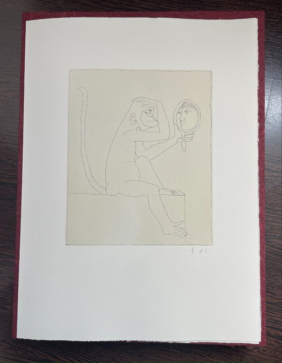 Image 1 of François-Xavier Lalanne - De aap bij de spiegel - 2002, ets op papier