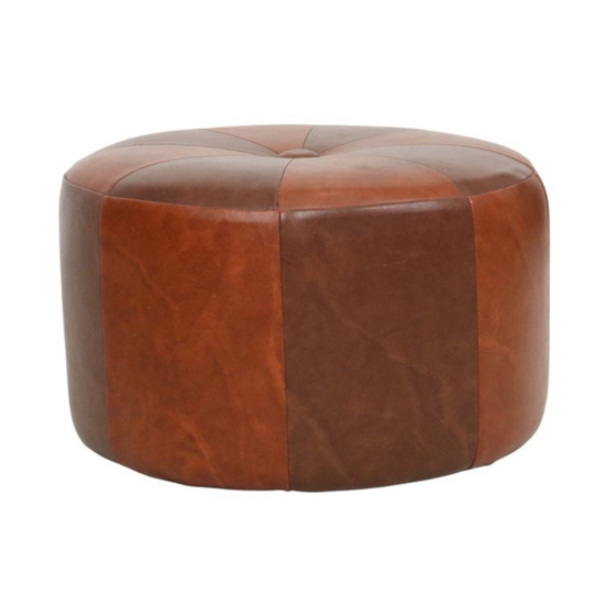 Image 1 of Vintage Poef Tweekleurig Skai Kunstleder