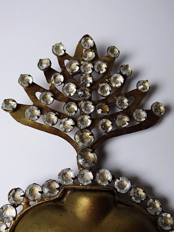 Image 1 of Ex voto antico, cuore fiammeggiante di Maria di Pomponne, tempestato di strass, XIX-XX secolo.