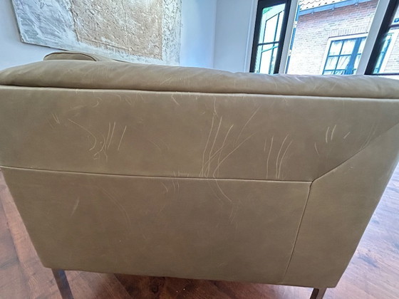 Image 1 of Banc Bern, 3 places Cuir Olive clair 0691, pied en acier inoxydable