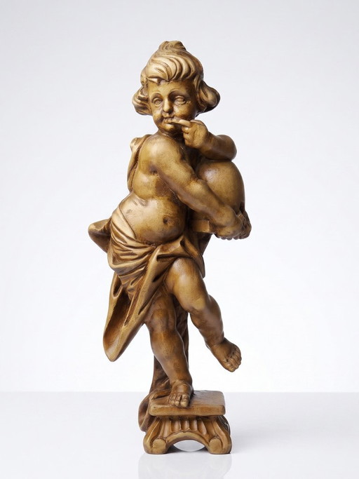 Putto de miel de madera tallada, según Feuchtmayer, Alemania