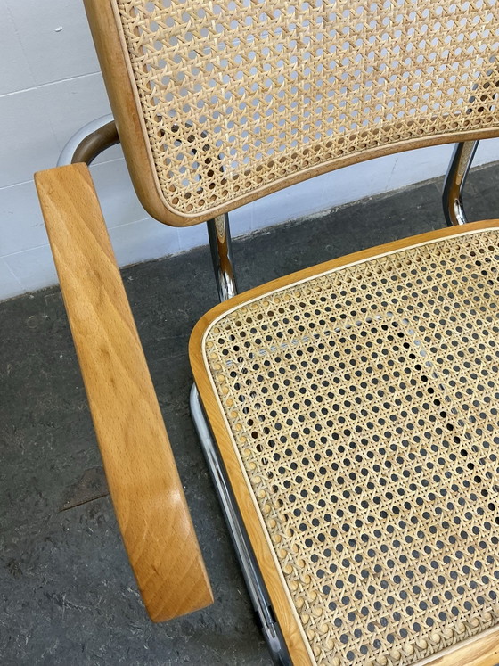 1 x Vintage Cesca stoel, Eetkamerstoelen, Chroom, Hout, Zilver (foto 10 van 15)