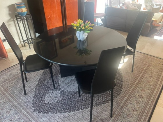 4 Ou 6 Chaises de salle à manger design en cuir noir (Design italien) – Metal, Leather (photo 10 of 10)