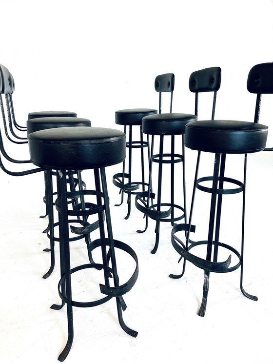 Image 1 of 6x Vintage Barstool Wrought Iron '60