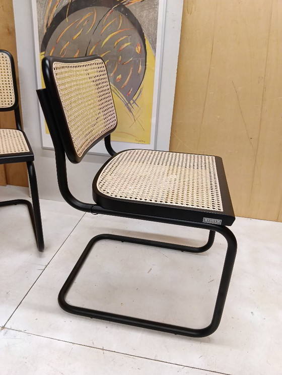 Image 1 of ALIVARMVSEVM 104. SET of 2 CESCA B32 Chairs (NEW) in Black Frame Limited Edition 