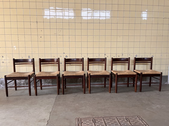 Image 1 of Vintage set van zes Wengé stoelen