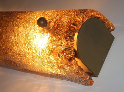 Italian Murano Glass and Brass Gold Fleck Ceiling or Wall Light, 1950s