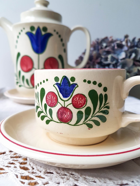 Image 1 of Vintage aardewerk 5 persoons koffie servies