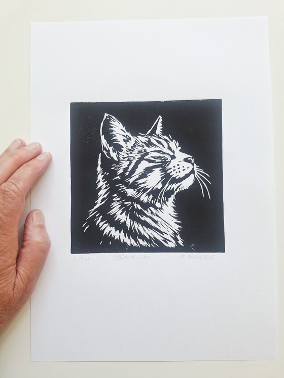 Linocut/ print 'Black cat' – Art, Paper (photo 2 of 7)