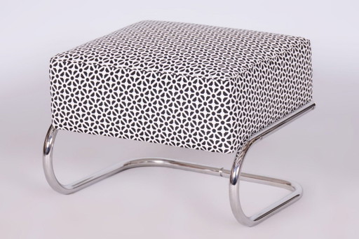 Restored Bauhaus Stool, by Robert Slezák, Chrome-Plated Steel, Czech, 1930s – krukjes, Textile