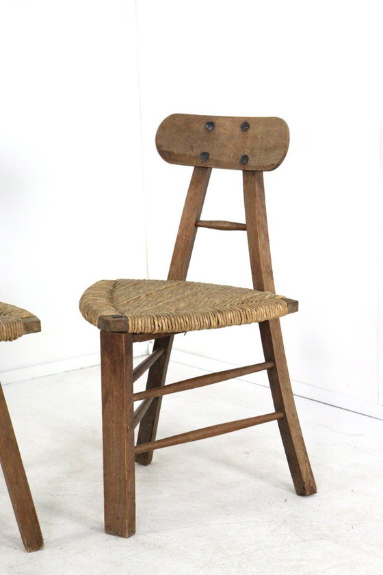 Image 1 of Set of 2 brutalist tripod vintage chairs