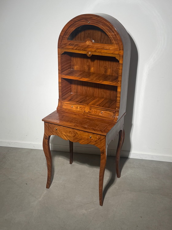 Antique English Marquetry Writing Desk / Secretary (photo 3 of 10)