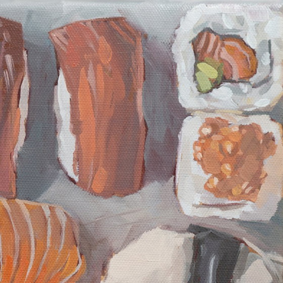 Image 1 of Sushi, oil on canvas, 20x20 cm, Sandra Kolondam