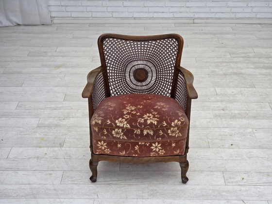 Image 1 of Poltrona danese, anni '50, velluto rosa salmone, rete metallica.