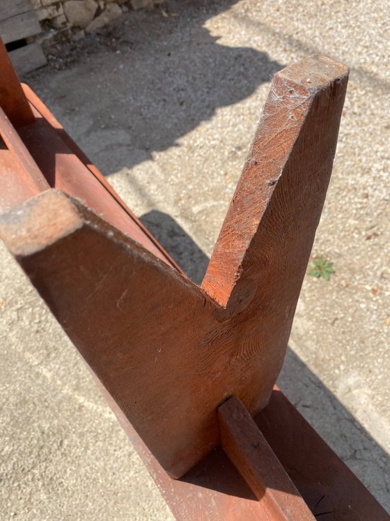 Par de bancos rústicos de madera maciza de 250 cm para mesa de campo de estilo años 50. – Wood (photo 13 of 18)