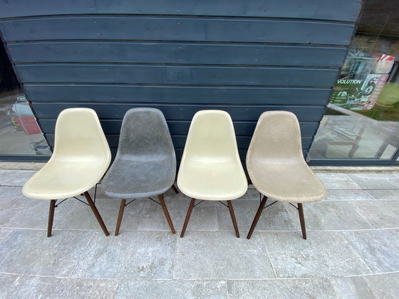 Image 1 of Set of 4 Eames Herman Miller Vintage DSW Fiber Walnut Chairs