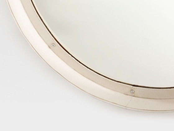 Image 1 of Jacques Adnet Original Cream Leather Mirror 1940