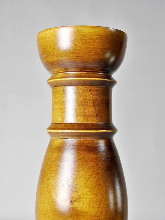 Image 1 of Large Vintage Hand-Turned Wood Candleholder