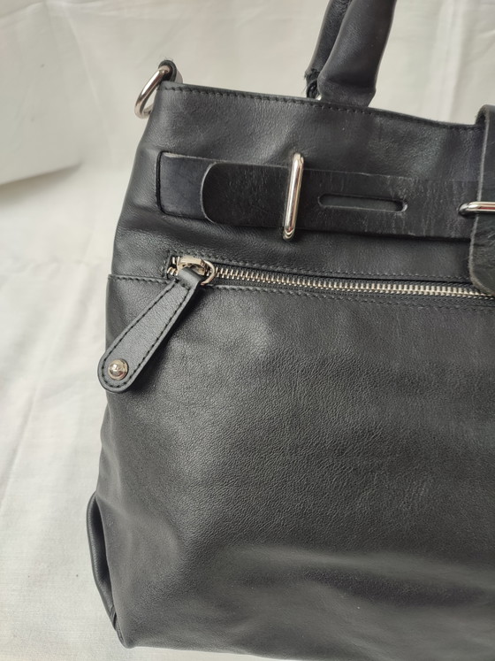 Furla Made In Italy Handbag Shoulder Bag Black Leather Timeless Beautiful (photo 4 of 15)