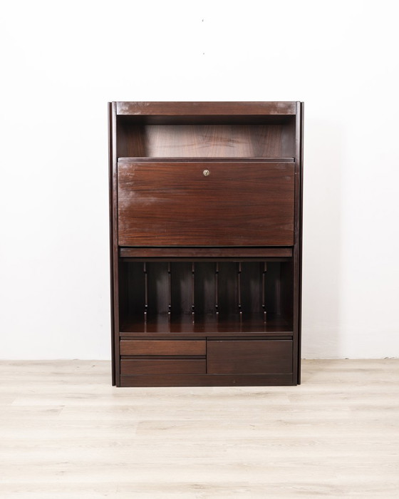 Image 1 of Vintage 1960S Wooden Highboard Sideboard Designed By Mangiarotti For Molteni