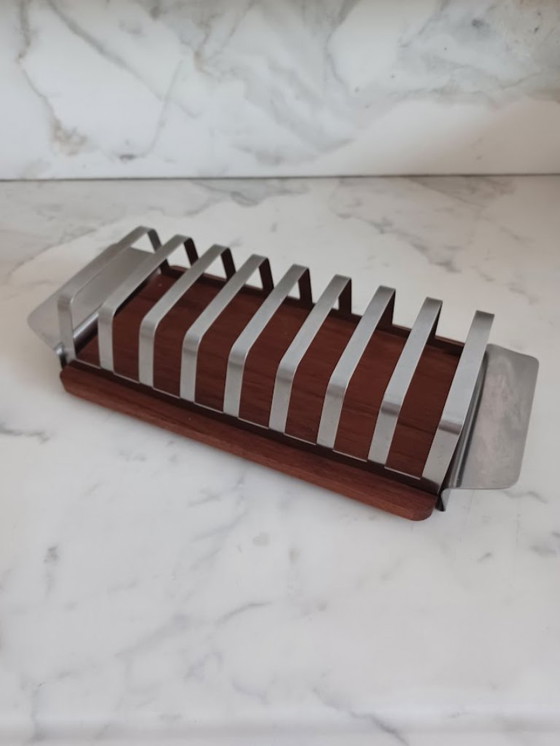 Image 1 of Mid-century design Grasoli. Toastrek. RVS + teak