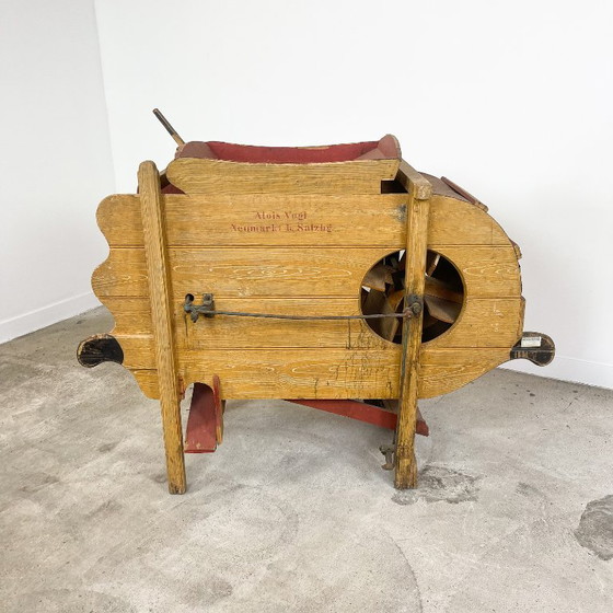 Alois Vogl wooden agricultural machine, red and natural, Decorative Objects, Metal, Vintage (photo 4 of 10)