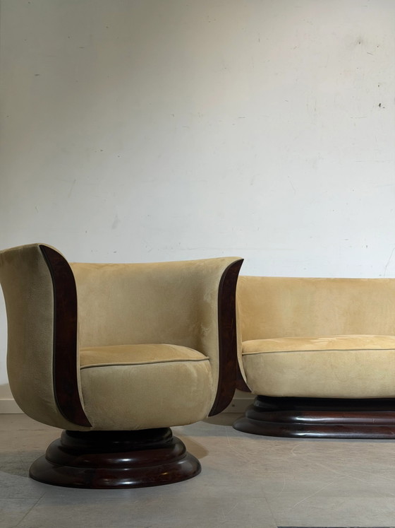 Conjunto de sofás Tulip de estilo Art Déco – 2 sillones y sofá de dos plazas – Hotel Le Malandre (photo 5 of 10)