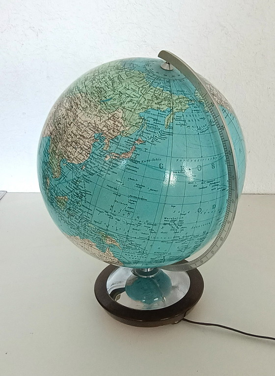 Image 1 of Columbus Verlag Globe mondial des années 50 en verre avec éclairage