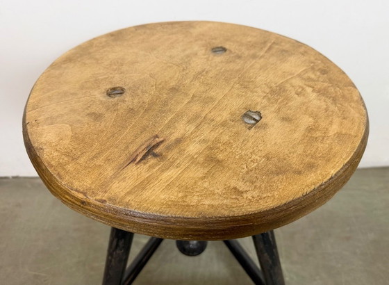 Image 1 of Tabouret pivotant d'atelier industriel noir, années 1960