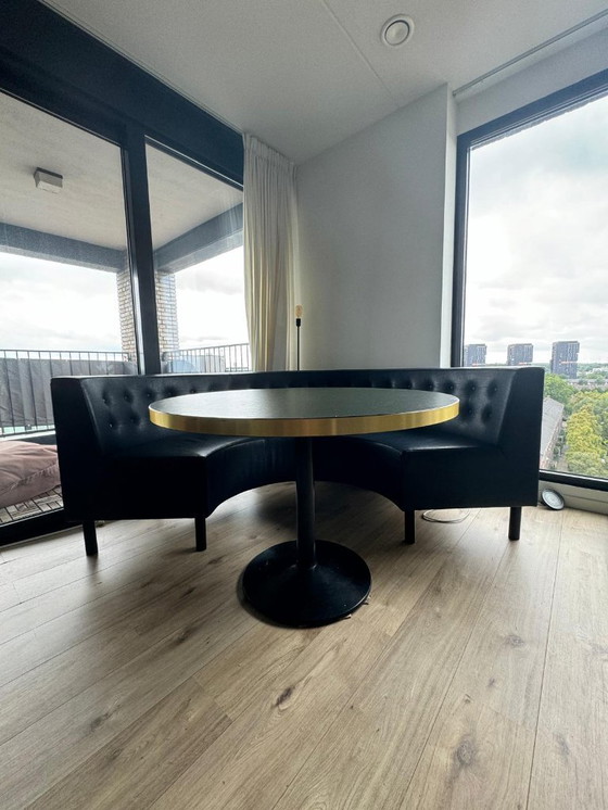 Image 1 of Unique round leather dining bench – comfortable and full of character – table not included