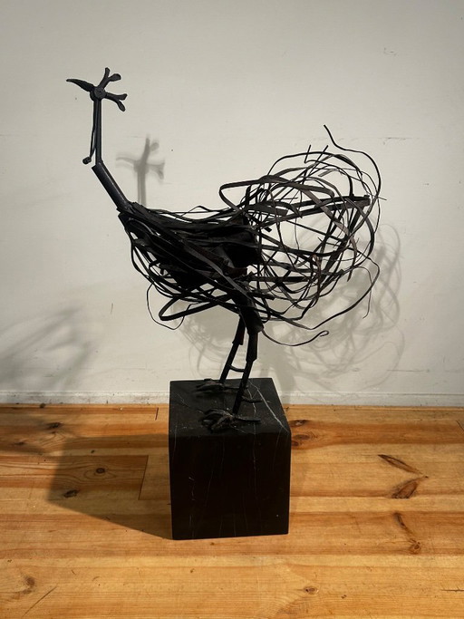 Recycled Art Sculpture Rooster – beeldhouwkunst, Metal, Stone (photo 2 of 20)