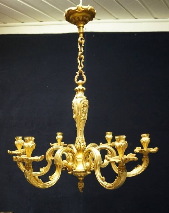Lustre massif en bronze pour bougies. (photo 5 of 5)