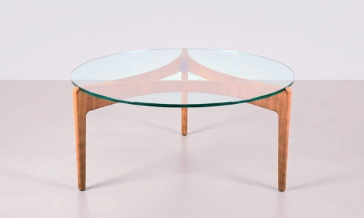 Tavolino da caffè di Sven Ellekaer per Christian Linneberg – Teak e vetro, design danese di metà secolo, anni '60