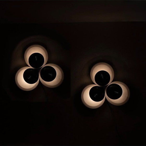 Image 1 of Set of two vintage space age sconces with chrome discs