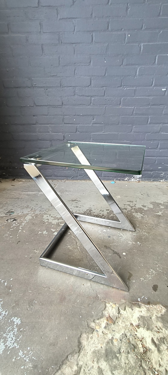 Image 1 of Tavolino postmoderno Gebra in vetro cromato