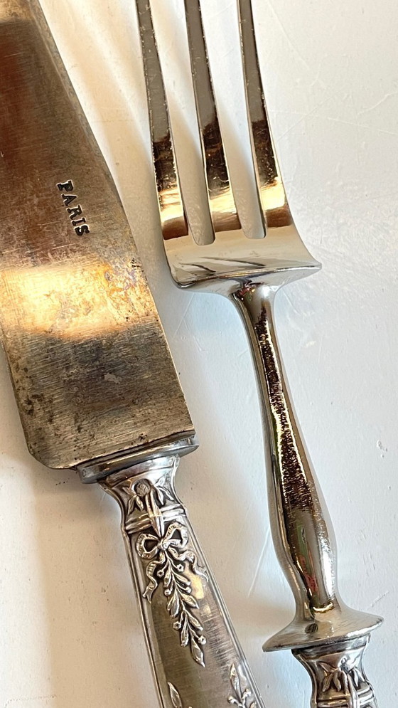 Image 1 of Silver-plated cutlery set with Minerva helmet, Paris
