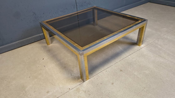 Image 1 of Vintage chrome and brass coffee table in the manner of Romeo Rega, 1970s
