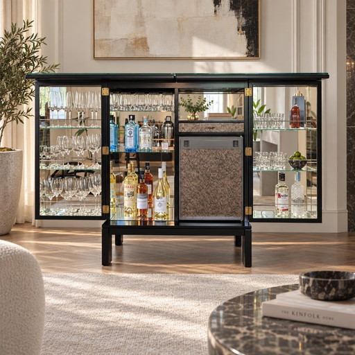 Luxus Hotel Adlon Barschrank, Berlin 1997 von Living Design – drankenkasten, Glass, Wood